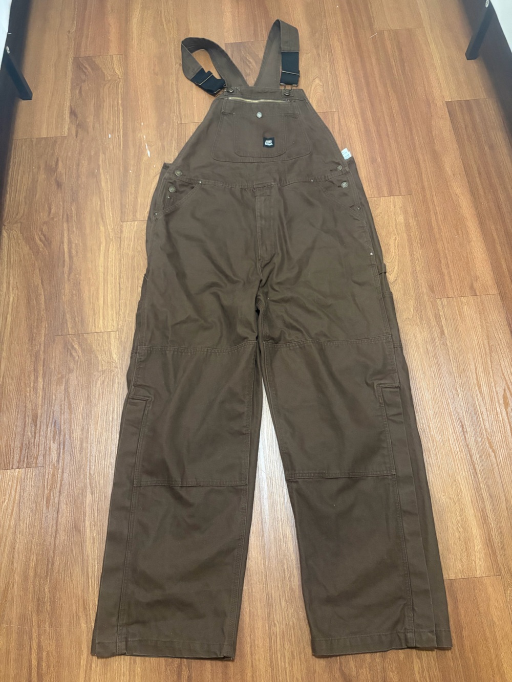 Berne Men's Heartland Unlined Washed Duck Bib Overalls Brown 100% Cotton 42x32
